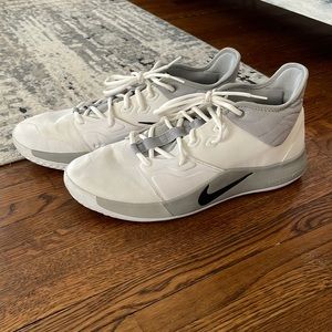 Grey and white shoes